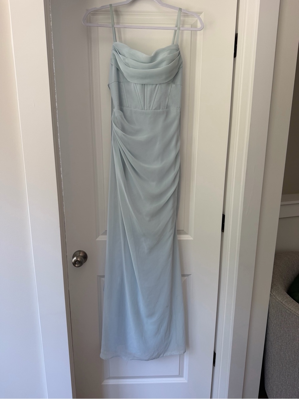 Azazie x Kendall and Kylie Light Blue Draped Maxi Dress